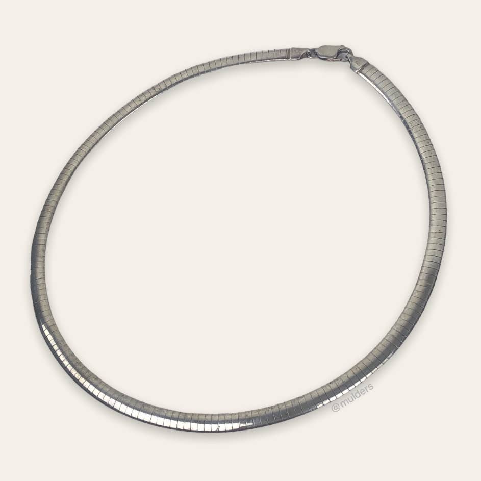 Vintage 925 Sterling Silver Agi Hallmark Made In Italy Italian Omega Necklace